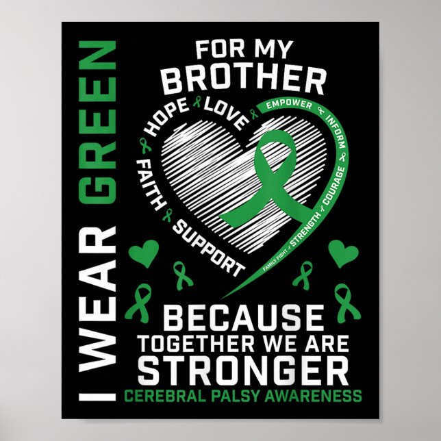 Kinder Jungen Mädchen Grüne Geschenke Bruder Cereb Poster (Vorne)