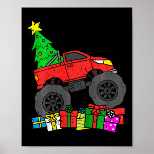 Kinder Jungen Monster LKW Weihnachtsbaum Kleinkind Poster
