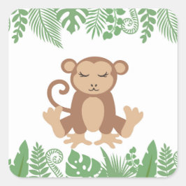 Kinder Jungle Animals Party Square Sticker - Affe