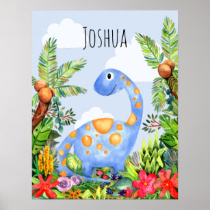 Kinder Jungle Watercolor Dinosaurier Baby Boys Kin Poster