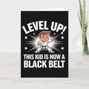 Kinder Karate Uniform Schwarz Gürtel Auszeichnung Karte