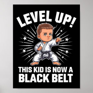 Kinder Karate-Uniform Schwarz-Gürtel-Auszeichnung Poster