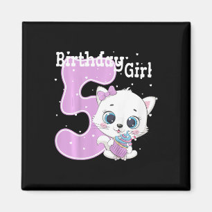 Kinder Katze 5. Geburtstag Shirt Girls Kitten Gebu Magnet