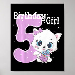 Kinder Katze 5. Geburtstag Shirt Girls Kitten Gebu Poster