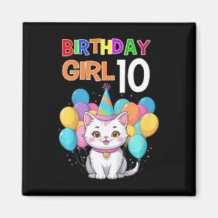 Kinder Katze Geburtstag 10 Geburtstagsparty Girls  Magnet