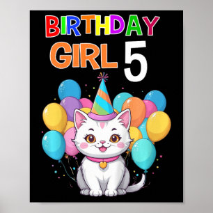 Kinder Katze Geburtstag 5 Geburtstagsparty Girls 5 Poster