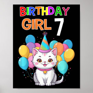 Kinder Katze Geburtstag 7 Geburtstagsparty Girls 7 Poster