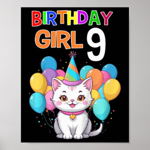 Kinder Katze Geburtstag 9 Geburtstagsparty Girls 9 Poster