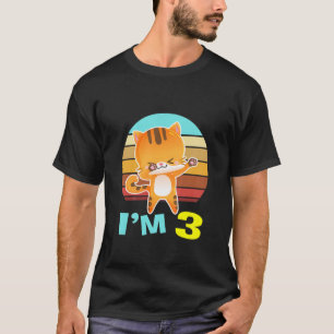 Kinder Katze Geburtstagskind Mädchen 3 Geburtstag T-Shirt
