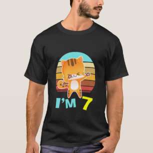 Kinder Katze Geburtstagskind Mädchen 7 Geburtstag T-Shirt