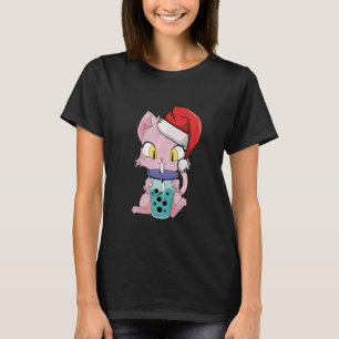 Kinder Katze trinken Boba Weihnachten Pajama Weihn T-Shirt