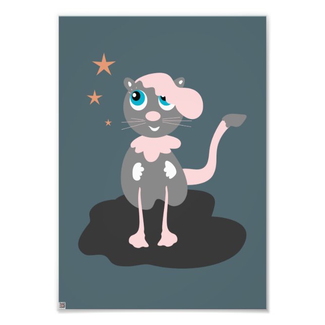 Kinder Katzen Illustration Süße Cartoon-Katze Fotodruck (Vorne)