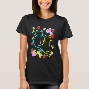 Kinder Katzen Kind Katze Frühling Sommer Herz Höre T-Shirt
