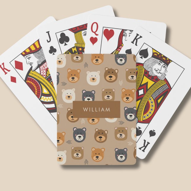 Kinder kawaii Bärenmuster Spielkarten (Bear Head personalized playing cards)