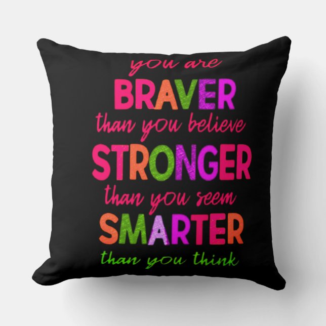 Kinder Kids Inspirational Throw Pillow - Braver St Kissen (Vorderseite)