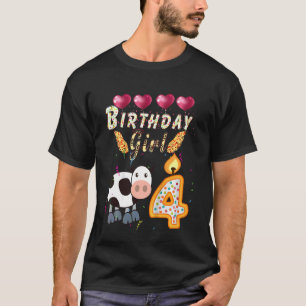 Kinder Kinder 4 Jahre alte Kuh Geburtstagsmädchen T-Shirt