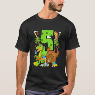 Kinder Kinder 5 Jahre Geburtstag 5 Jahre mit Dino T-Shirt