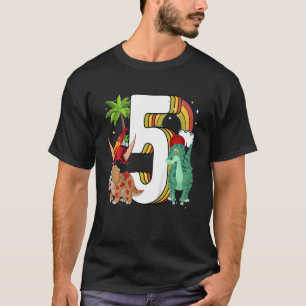 Kinder Kinder 5 Jahre Geburtstag 5 Jahre mit Dino T-Shirt