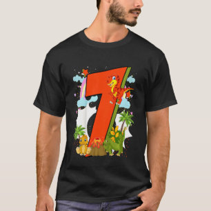 Kinder Kinder 7 Jahre Geburtstag 7 Jahre mit Dino T-Shirt