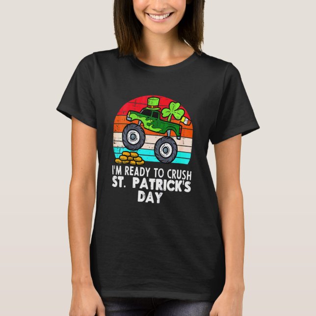 Kinder Kinder Crash St Patricks Day Monster Truck  T-Shirt (Vorderseite)