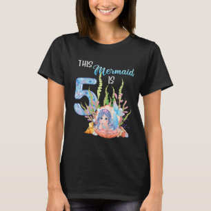 Kinder Kinder Fünfter Geburtstag Meerjungfrau Mädc T-Shirt