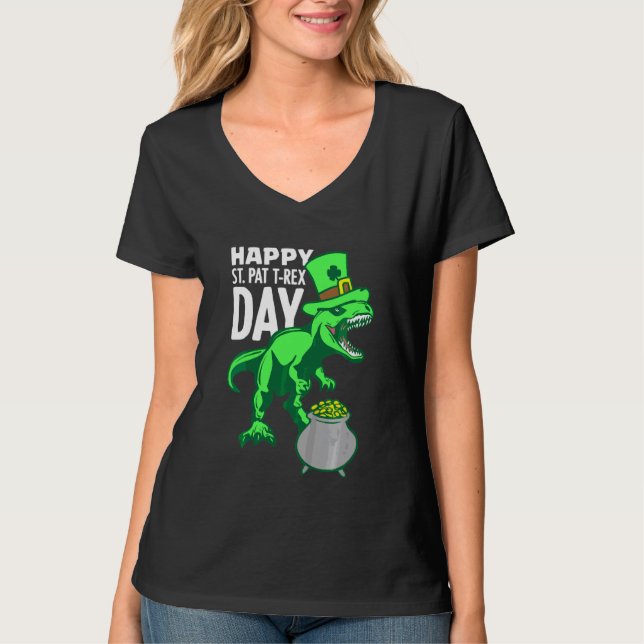 Kinder Kinder Happy St Pat Trex Day Dino Patricks  T-Shirt (Vorderseite)