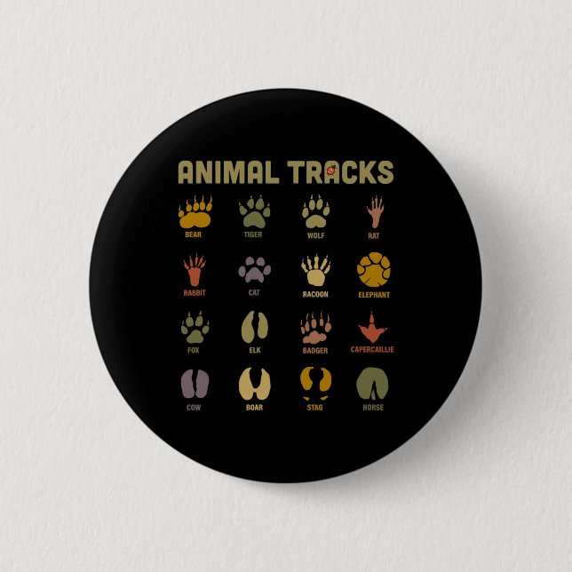 Kinder Kinder lernen wilde Tierspuren Button (Vorderseite)