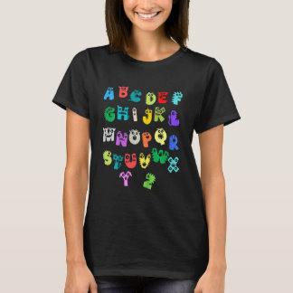 Kinder Kinder Niedlich Monster Alphabet T-Shirt