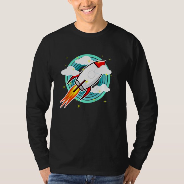 Kinder Kinder Rocket Retro für junge Astronauten T-Shirt (Vorderseite)