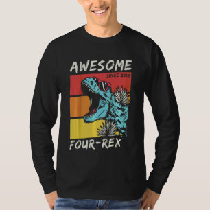 Kinder Kinder Vier Rex Junge 4. Geburtstag 2018 Di T-Shirt