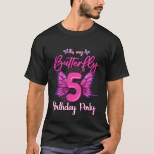 Kinder Kindergeburtstag Butterfly 5 Thema Mädchen T-Shirt