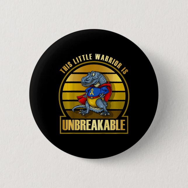 Kinder Kinderkrebs Bewusstsein Dinosaurier Superhe Button (Vorderseite)