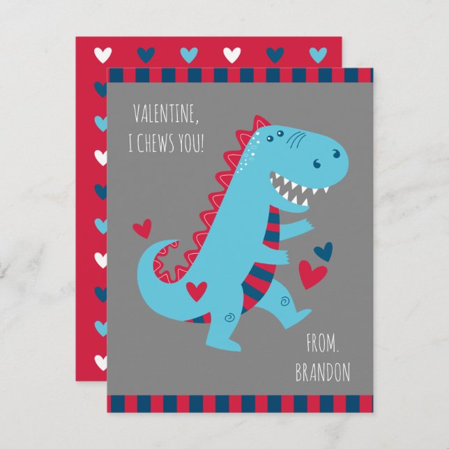 Kinder-Klassenzimmer Dinosaurier Valentine Note Ca Mitteilungskarte (Vorne/Hinten)