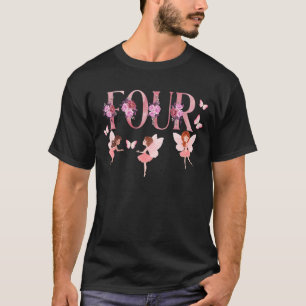 Kinder Kleine Märchenmädchen 4. Geburtstag 4 Jahre T-Shirt
