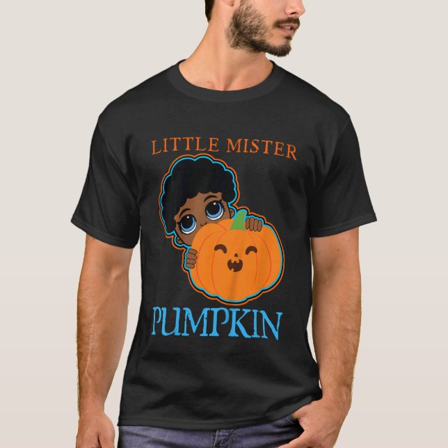 Kinder kleiner Mister Pumpkin in der schwarzen Mel T-Shirt (Vorderseite)