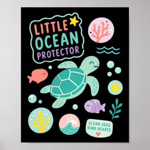Kinder kleiner Ozeanschützer Meeresschildkröte Kin Poster