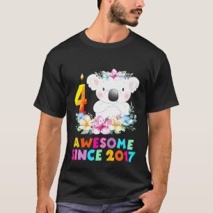 Kinder Koala Bären 4 Jahre Geburtstagsausstattung T-Shirt