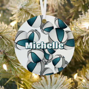 Kinder können aquamarine, graue Basketball spielen Ornament Aus Metall