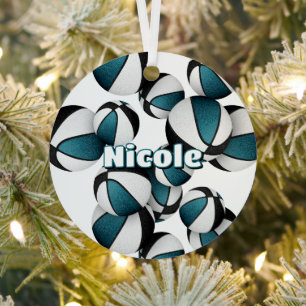 Kinder können aquamarine schwarze Basketball spiel Ornament Aus Metall