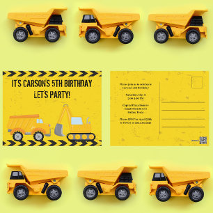 Kinder-Konstruktionsfahrzeug-Geburtstagsfeier Postkarte