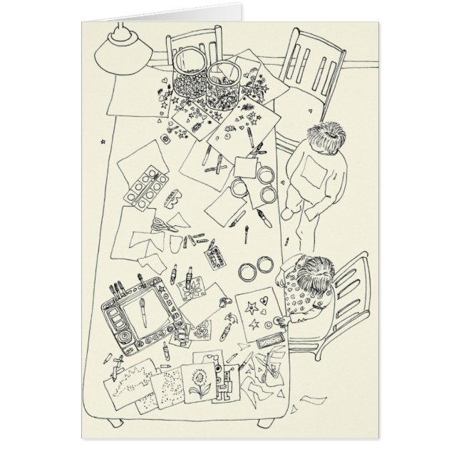 Kinder Kreative Mess Funny Family Line Zeichnend (Vorne)