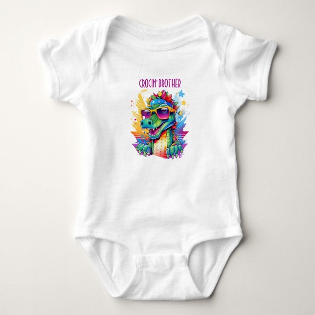 Kinder Krokodile Geburtstagsmatte Baby Strampler (Vorderseite)