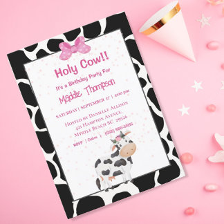 Kinder Kuh Print Girls Geburtstagsparty Einladung