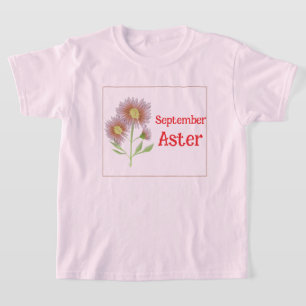 Kinder Kunst Aster Blume September Geburtstag T-Shirt