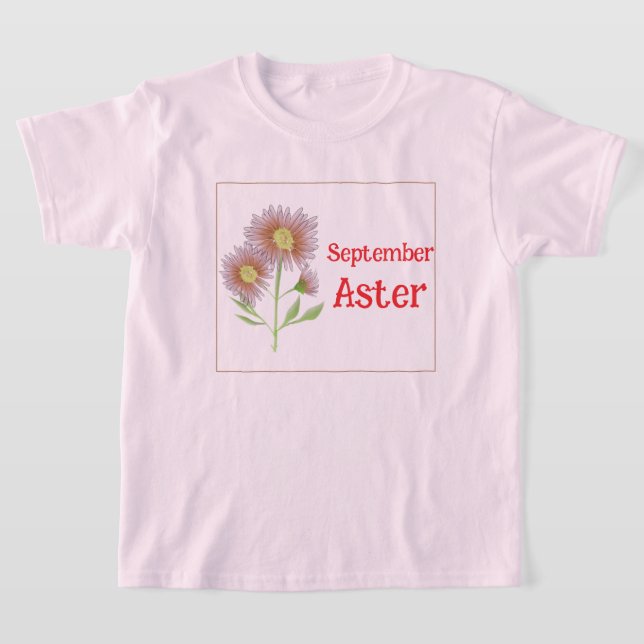 Kinder Kunst Aster Blume September Geburtstag  T-Shirt (Ablage )