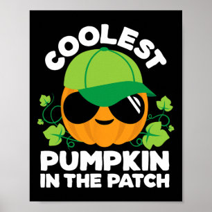 Kinder-Kürbisfeld Jungen oder Mädchen Herbst Cools Poster