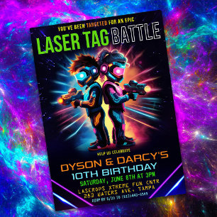 Kinder-Laser-Tag-Geburtstag Einladung