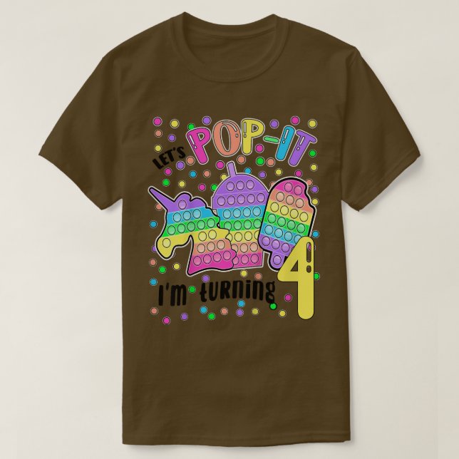 Kinder Lasst uns Popit Ich werde 4 farbige 4. Gebu T-Shirt (Design vorne)