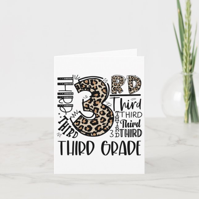 Kinder Lehrer CK an Schule Leopard Typo Karte (Vorderseite)