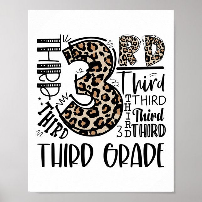 Kinder Lehrer CK an Schule Leopard Typo Poster (Vorne)